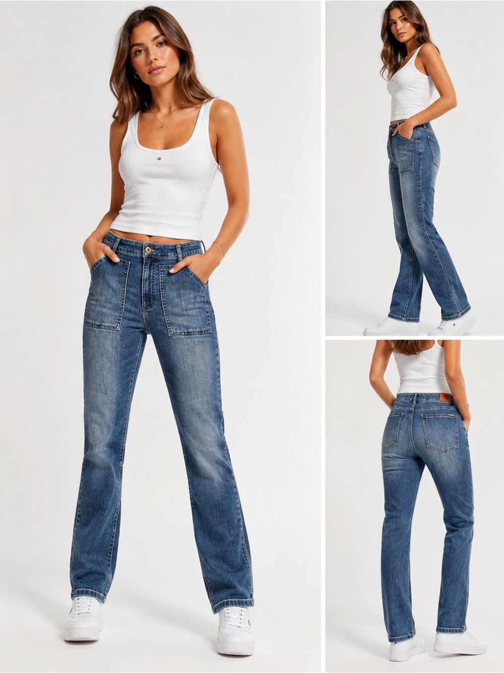 Tommy Hilfiger Tribeca Straight Leg Jeans Women’s 8 Medium Wash Stretch Denim